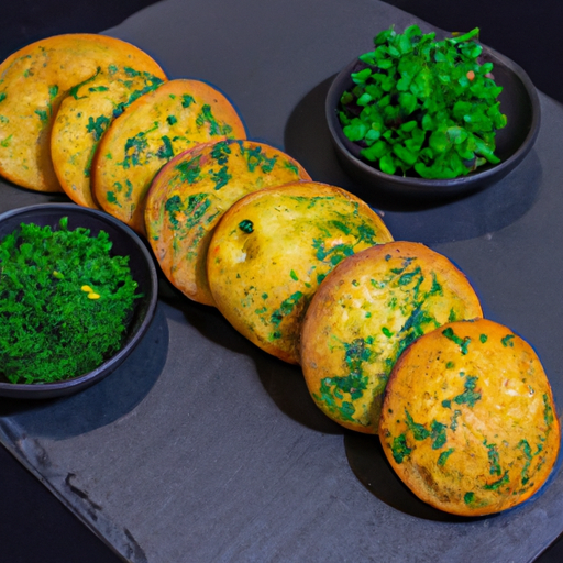 Croustillants de patate douce au pesto de coriandre