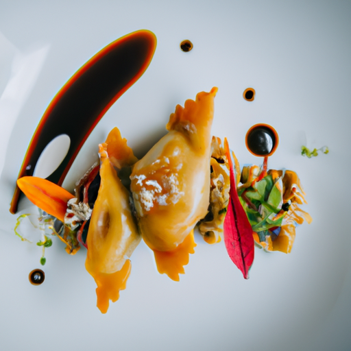 Raviolis croustillants au confit de canard et sauce aux airelles