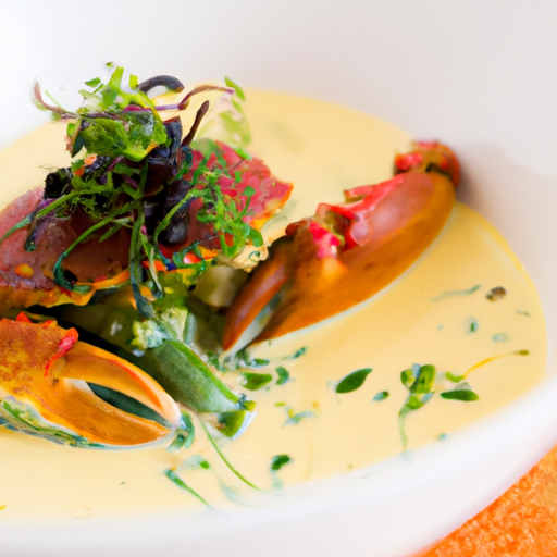 Cassolette de lotte à la bisque de homard et aux asperges sauvages
