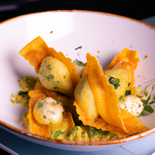 Raviolis frits croustillants au homard et à la coriandre