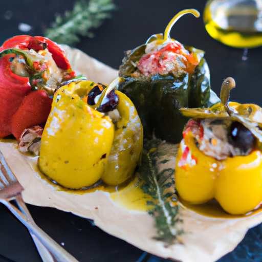 Poivrons farcis à la morue et aux olives