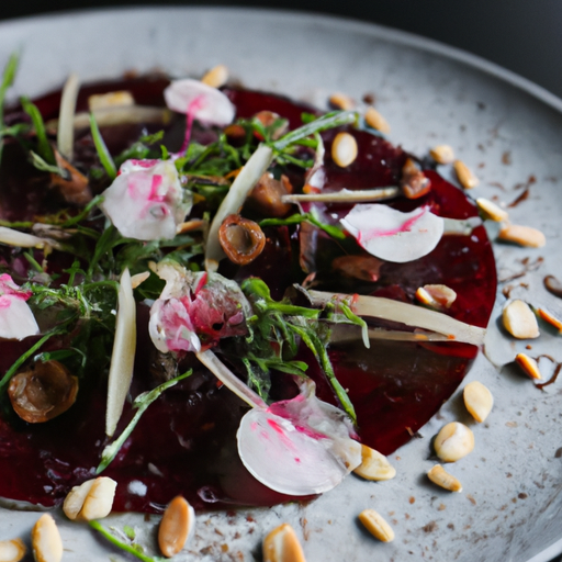 Carpaccio de betteraves aux noisettes caramélisées
