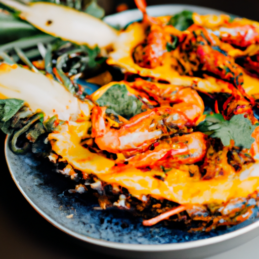 Crevettes glacées à l'ananas et au curry