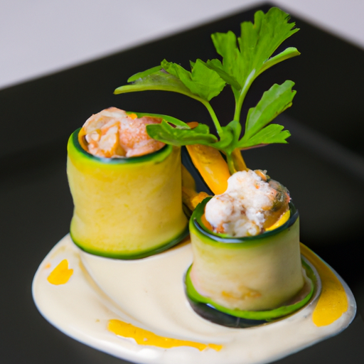 Roulés de courgettes farcis aux crevettes et fromage frais