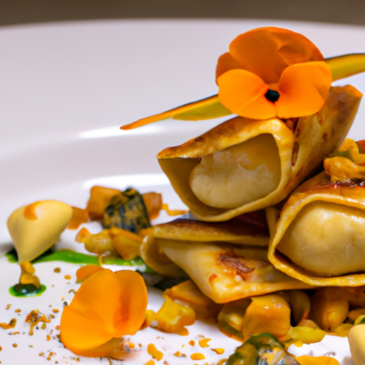Raviolis croustillants au potiron et amandes effilées