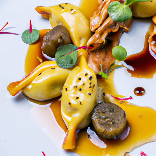 Ravioles croustillantes au confit de canard et sauce aux figues