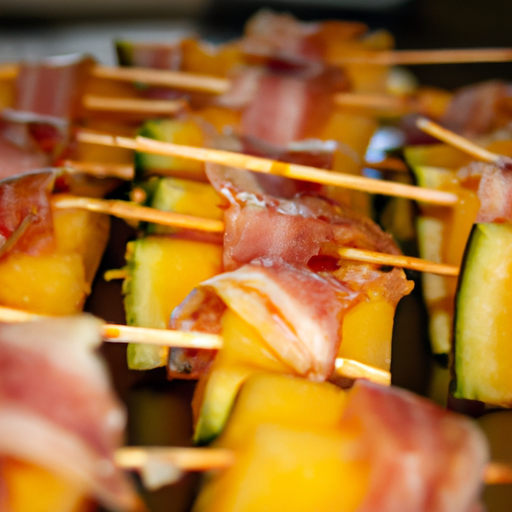 Brochettes de melon grillé au jambon de Parme