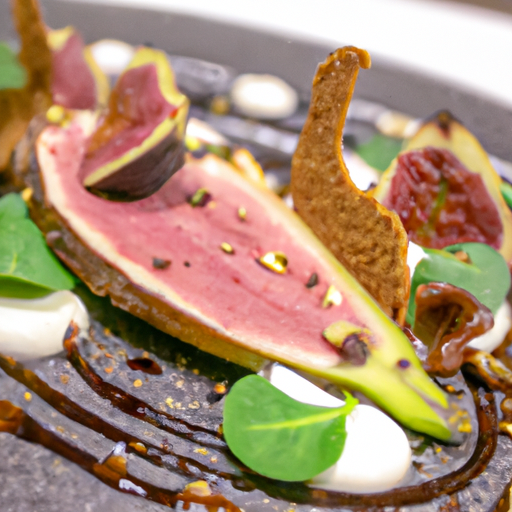 Magret de canard laqué aux figues et aux pistaches