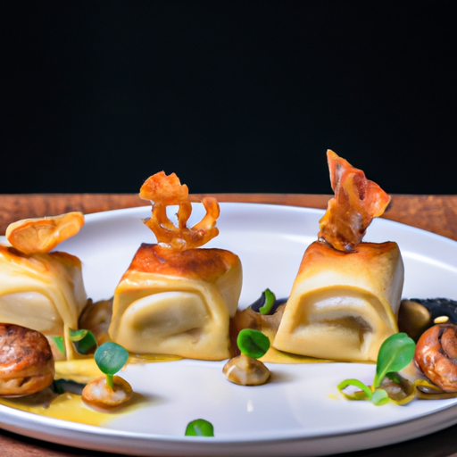 Raviolis croustillants aux champignons des bois