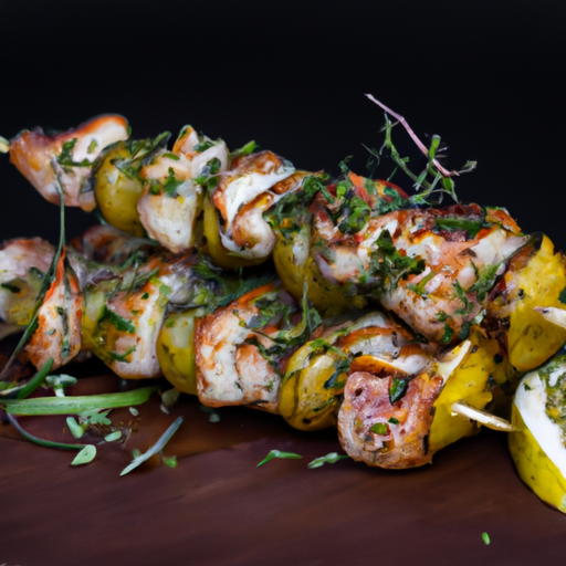 Brochettes de poulpe grillé au citron et à l'origan