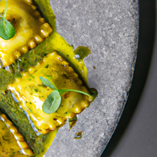 Ravioli de patate douce au pesto de coriandre