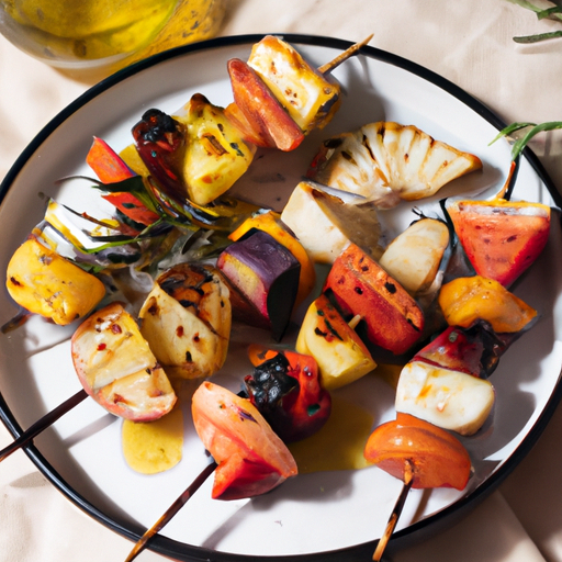 Brochettes de fruits grillés au miel et romarin