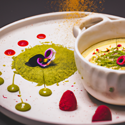 Crème brûlée au thé matcha et aux framboises fraîches