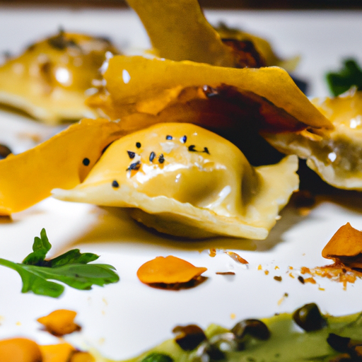 Raviolis croustillants aux champignons des bois