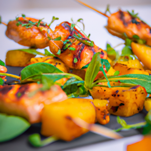 Brochettes de poulet à la menthe et abricots