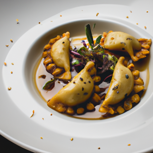 Raviolis croustillants au canard confit et sauce au miel de lavande