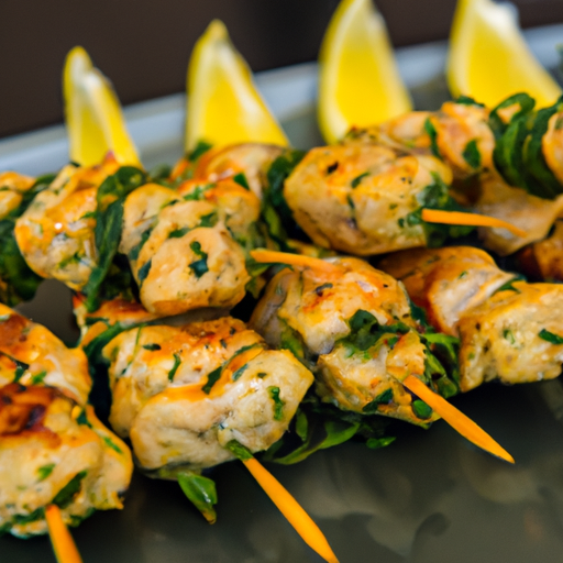 Brochettes de poulet au citron et aux herbes