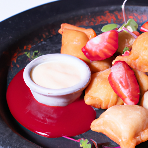Raviolis frits croustillants à la confiture de fraises