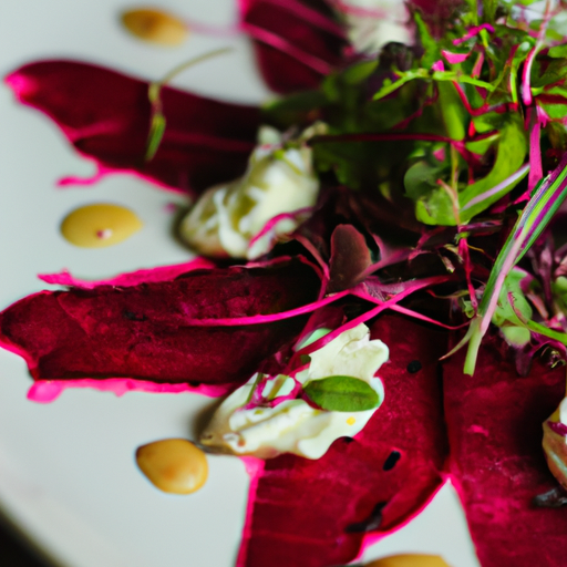 Carpaccio de betteraves rôties au chèvre frais