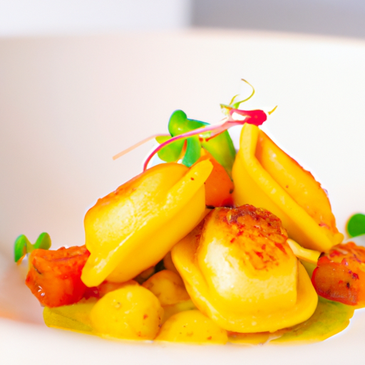 Raviolis croustillants au saumon et à la mangue