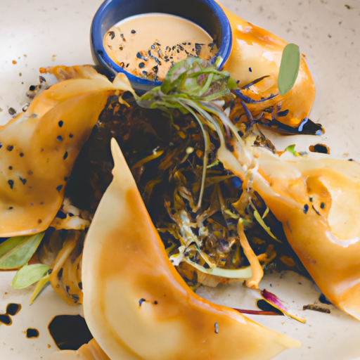 Raviolis croustillants à la patate douce et au sésame