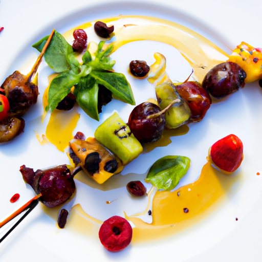 Brochettes de fruits grillés au miel et à la menthe fraîche