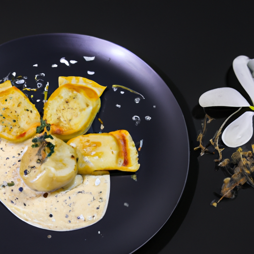 Raviolis de patate douce à la crème de noix de cajou