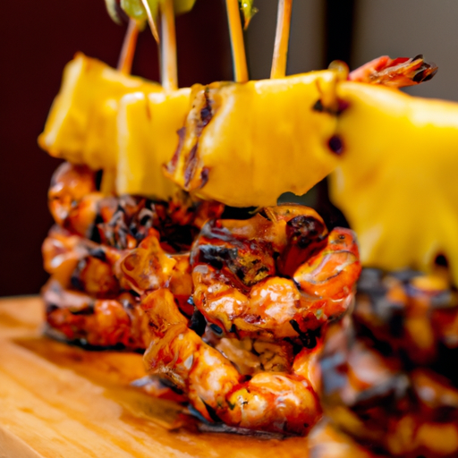 Brochettes de crevettes cajun et ananas grillé