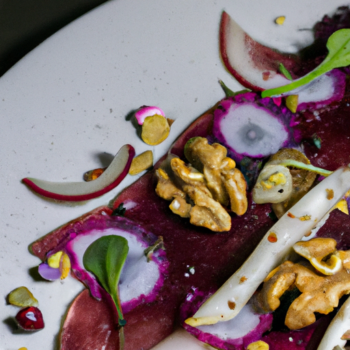 Carpaccio de betteraves rôties aux noisettes