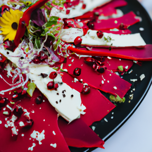 Carpaccio de betteraves multicolores à la feta et aux graines de grenade