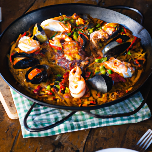 Paëlla croustillante aux fruits de mer et chorizo