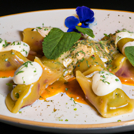 Raviolis croustillants au fromage de chèvre et à la menthe fraîche
