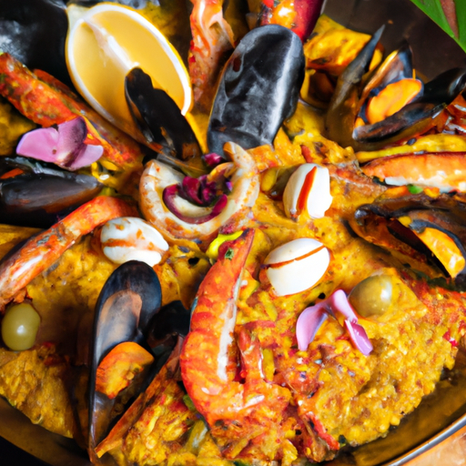Paella de la mer aux fruits exotiques