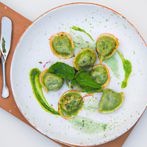 Raviolis croustillants au pesto de roquette