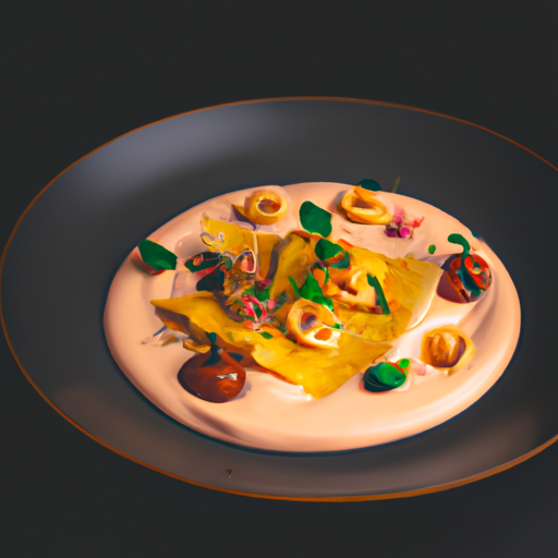 Raviolis croustillants à la mangue et au porc laqué