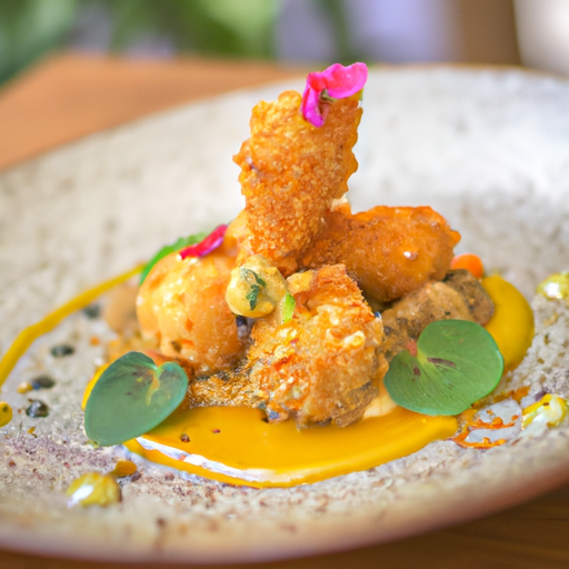Croustillant de poulet aux noix de cajou et sauce exotique