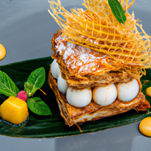 Mille-feuille exotique à la mangue et à la noix de coco