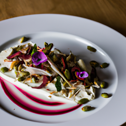 Carpaccio de betteraves au fromage de chèvre et pistaches