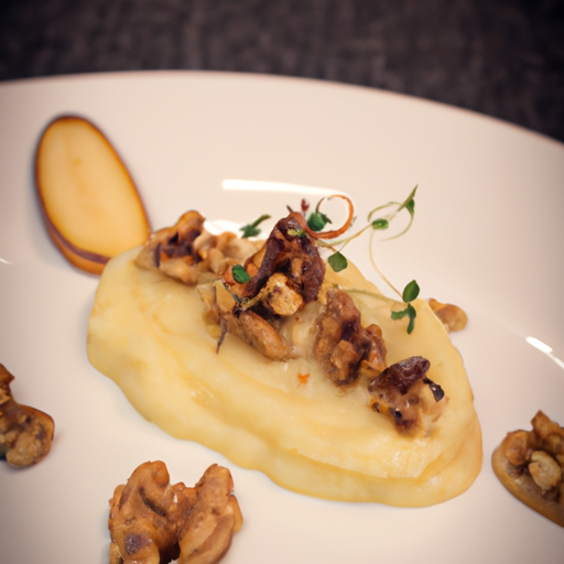 Purée de patates douces à la vanille et éclats de noix de pécan caramélisées