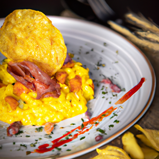 Risotto au safran et chips de chorizo croustillant