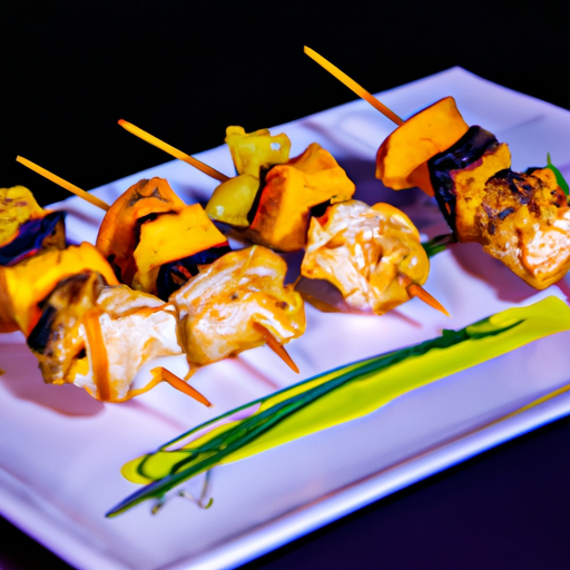 Brochettes de poulet glacées à la mangue