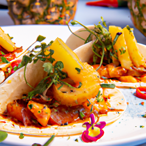 Tacos de crevettes épicées et ananas rôti