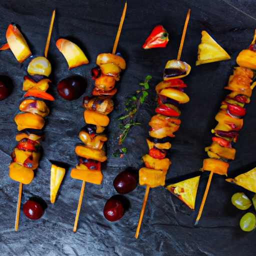 Brochettes de fruits exotiques caramélisés à la vanille