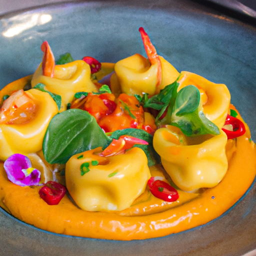 Raviolis croustillants aux crevettes et à la mangue