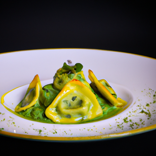 Raviolis de patate douce au pesto de roquette