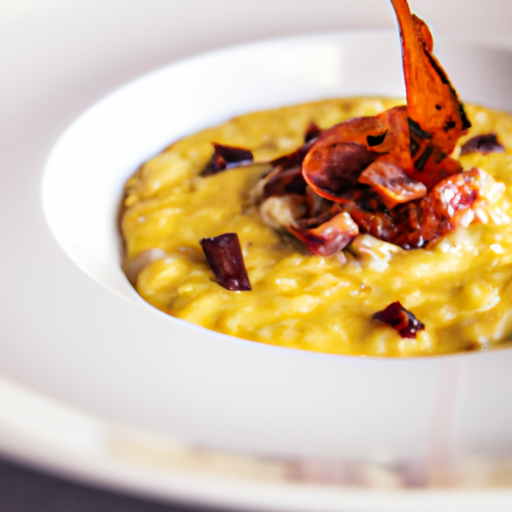 Risotto crémeux aux poivrons confits et chorizo croustillant
