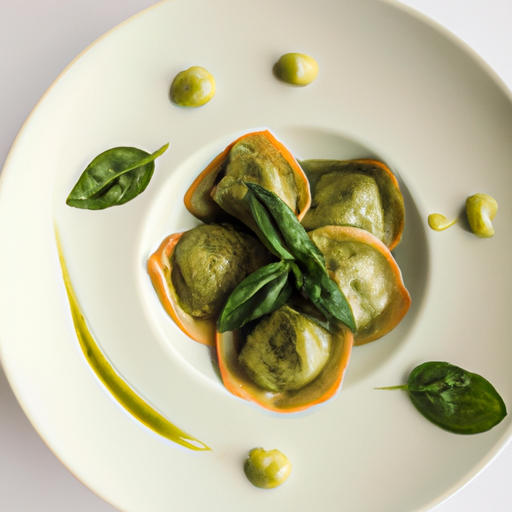 Raviolis de patate douce et ricotta au pesto de roquette