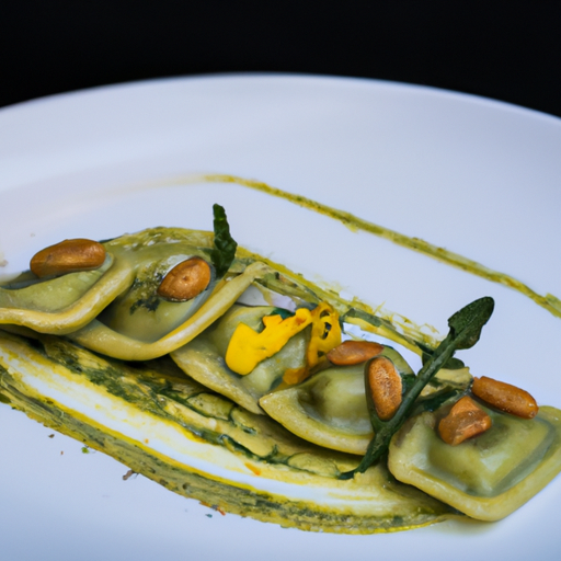Raviolis de patate douce et pesto de roquette