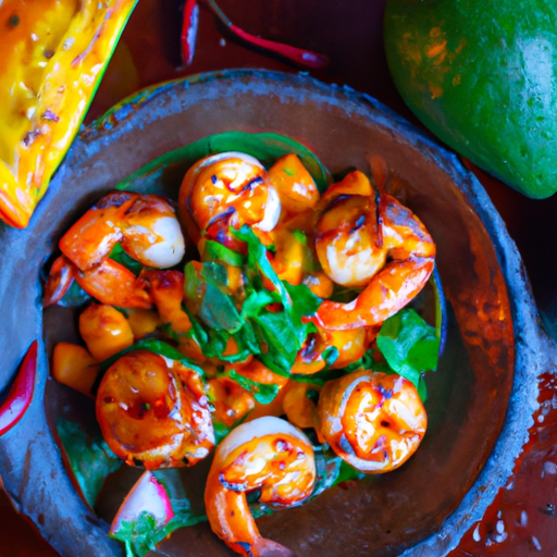 Bol mexicain aux crevettes grillées et salsa de mangue