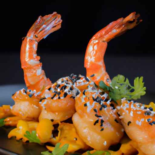 Crevettes croustillantes au sésame et à la mangue épicée